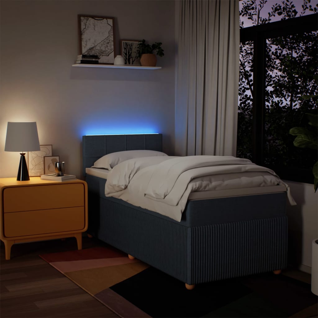 Box Spring Postel S Matrací Textil Modrá