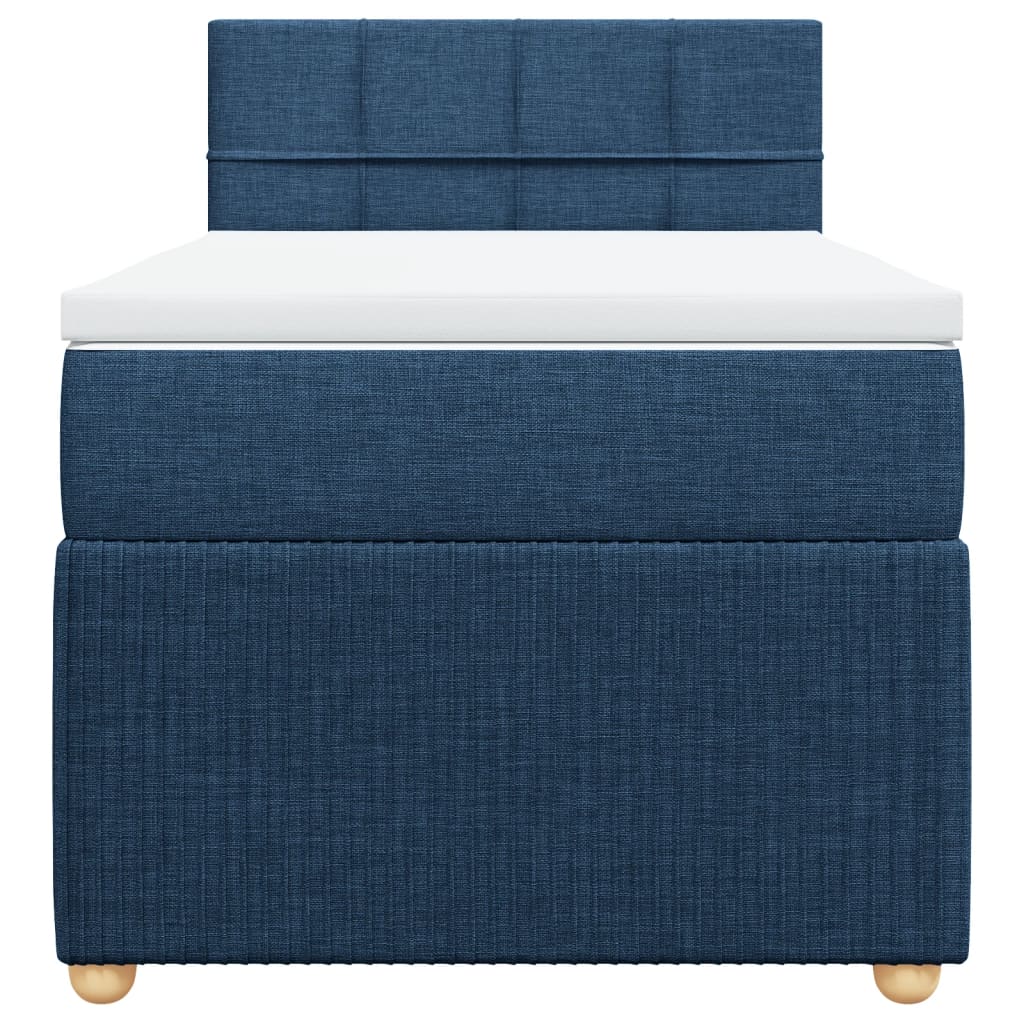 Box Spring Postel S Matrací Textil Modrá