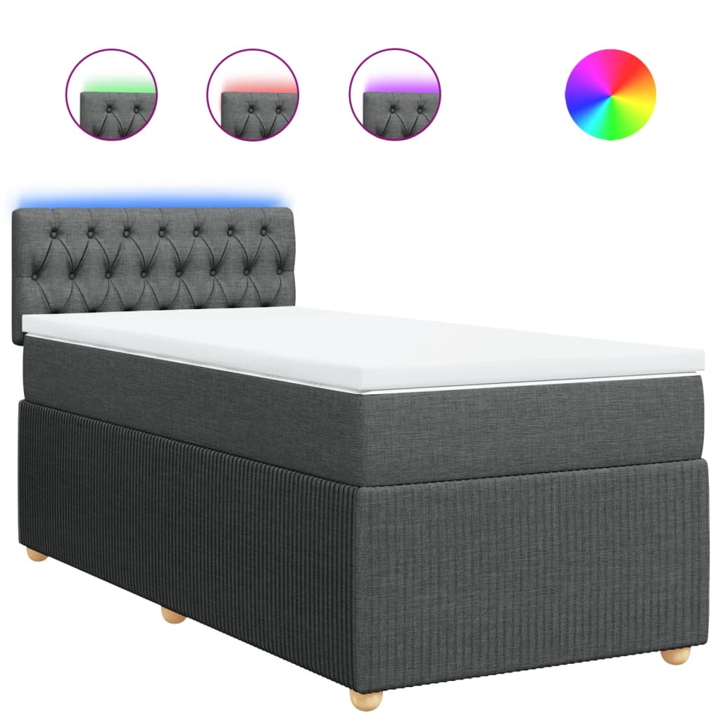 Box Spring Postel S Matrací Textil Tmavě Šedá