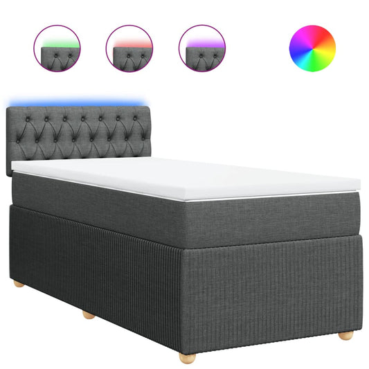 Box Spring Postel S Matrací Textil Tmavě Šedá