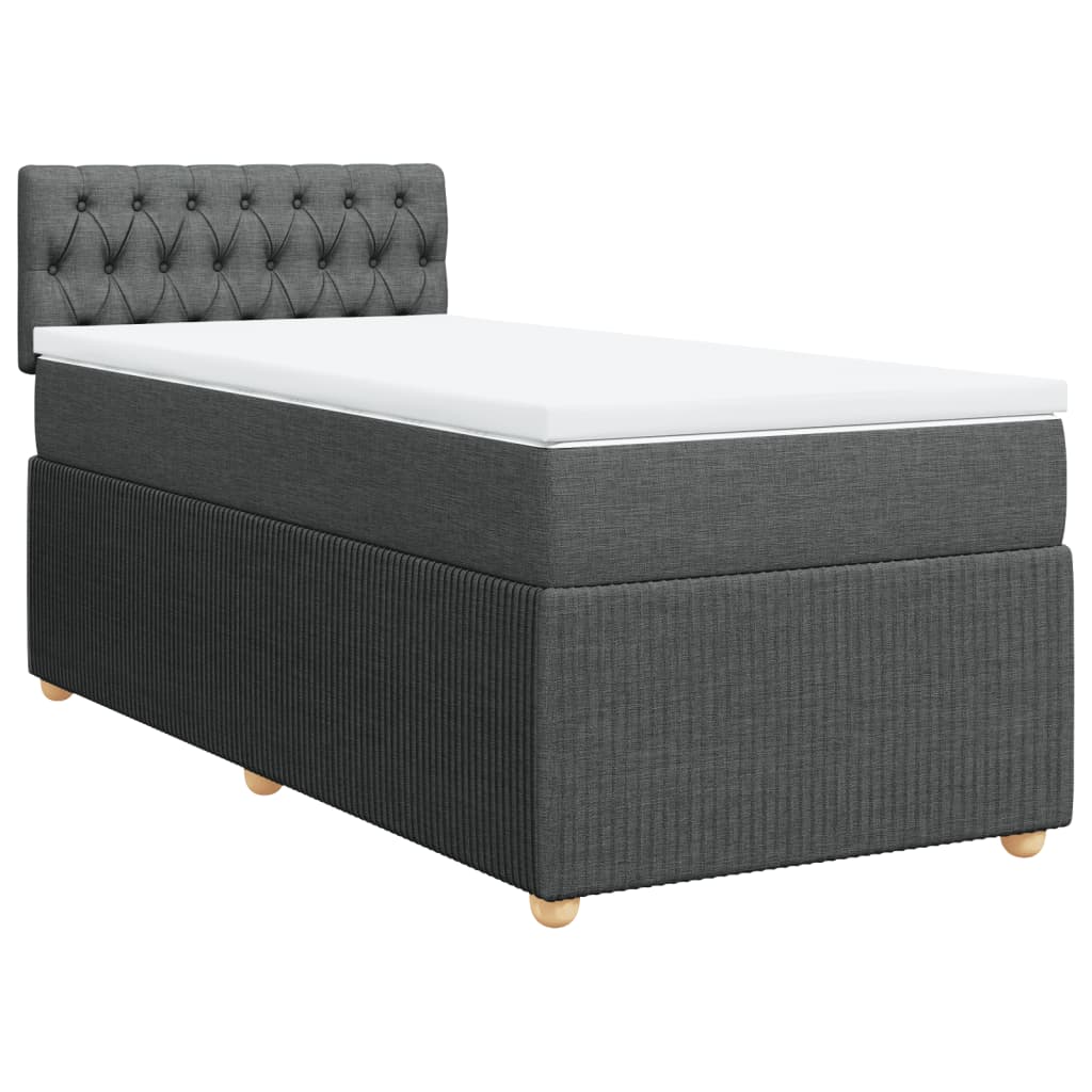 Box Spring Postel S Matrací Textil Tmavě Šedá
