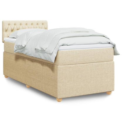 Box Spring Postel S Matrací Textil Krémová
