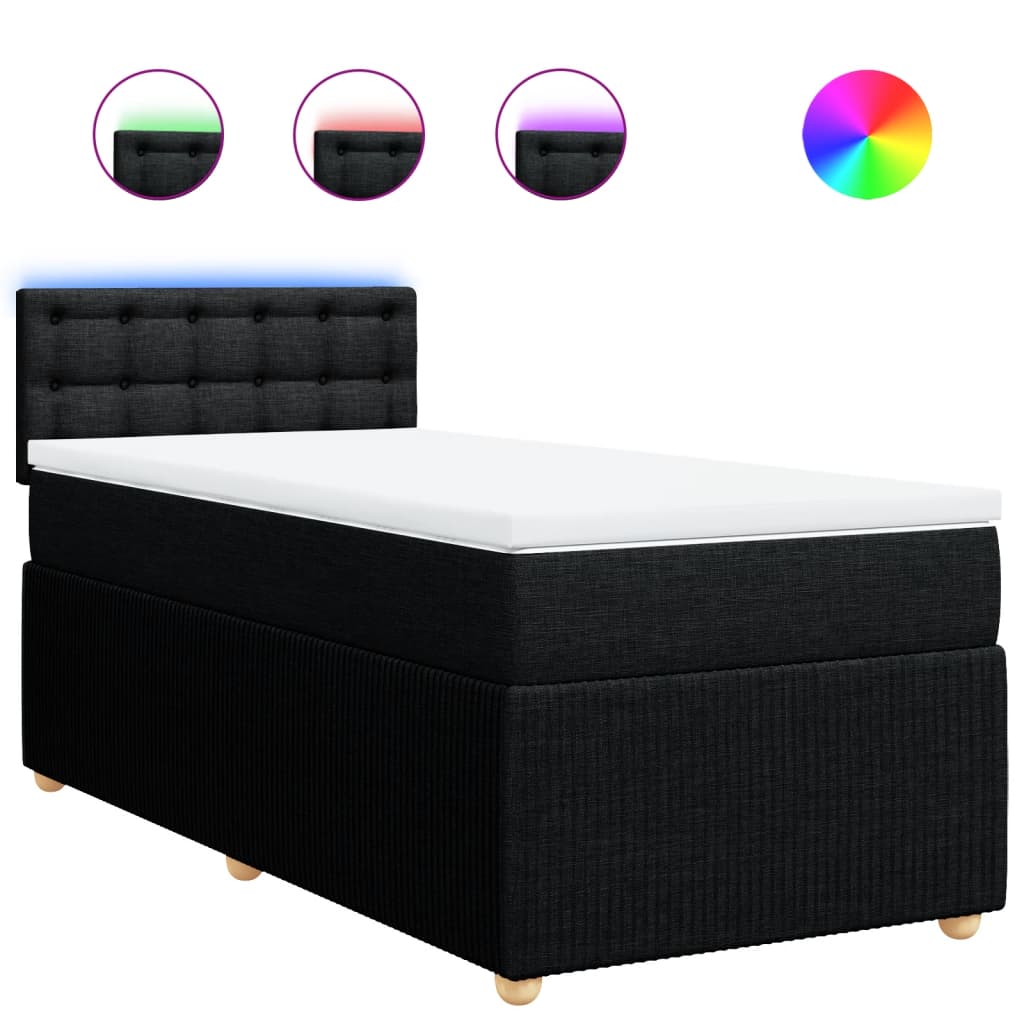Box Spring Postel S Matrací Černá Textil Černá