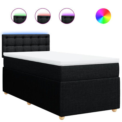 Box Spring Postel S Matrací Černá Textil Černá