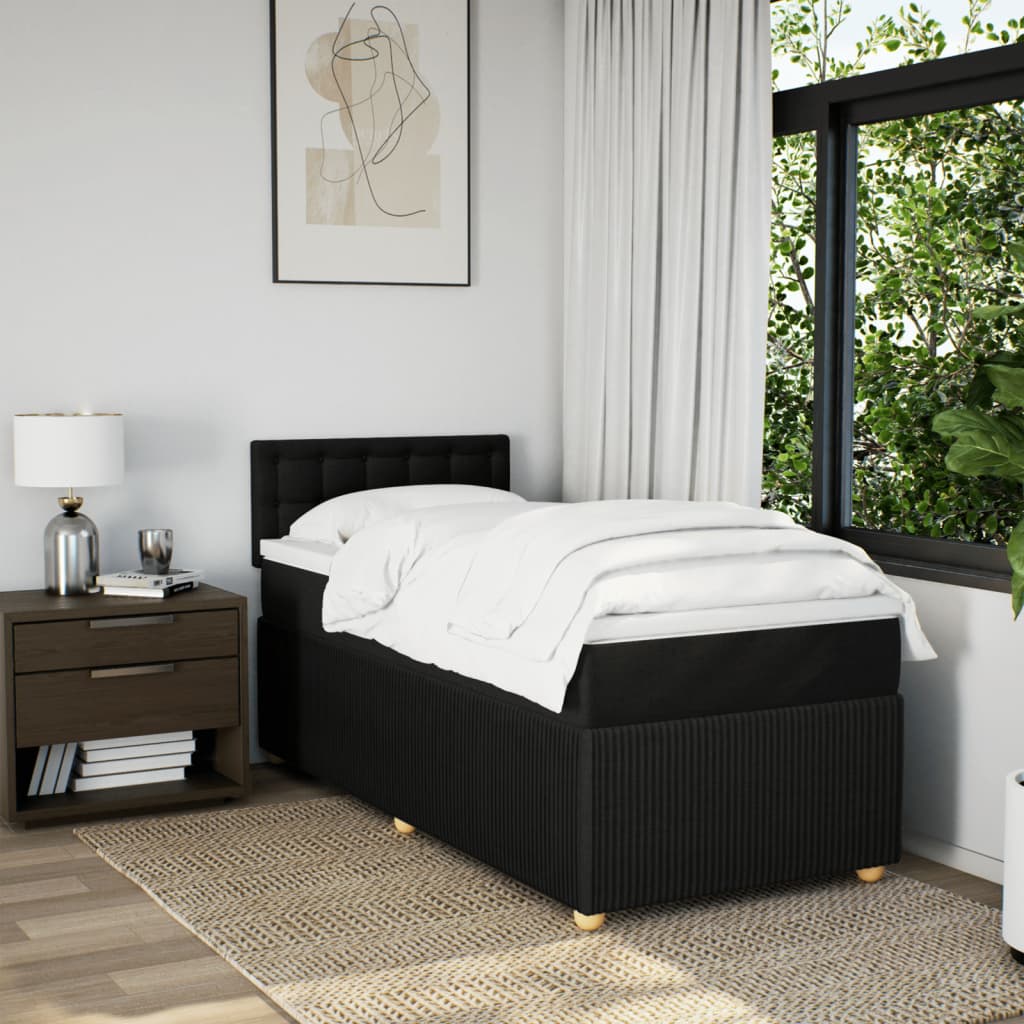 Box Spring Postel S Matrací Černá Textil Černá