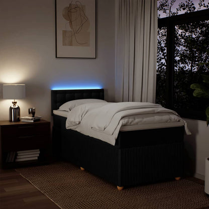 Box Spring Postel S Matrací Černá Textil Černá