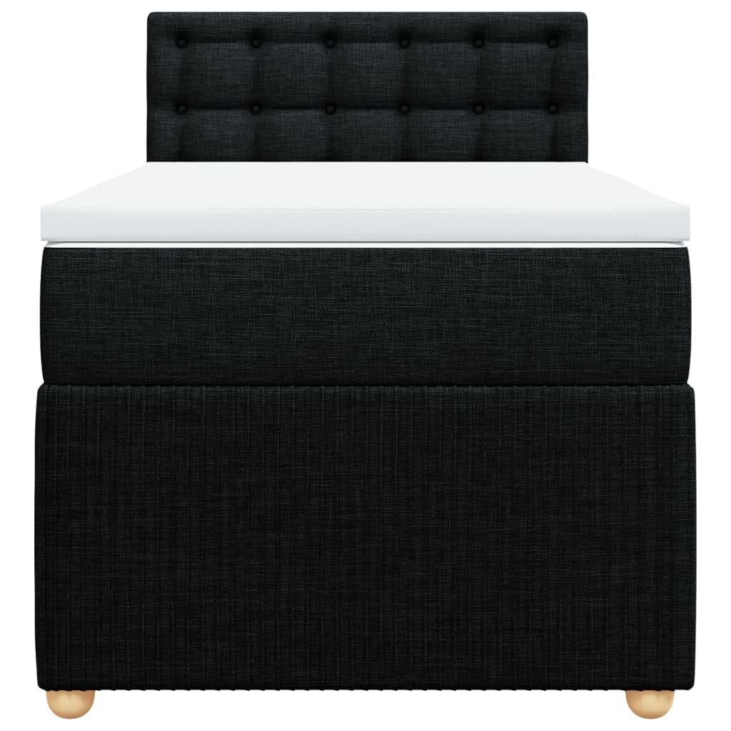Box Spring Postel S Matrací Černá Textil Černá