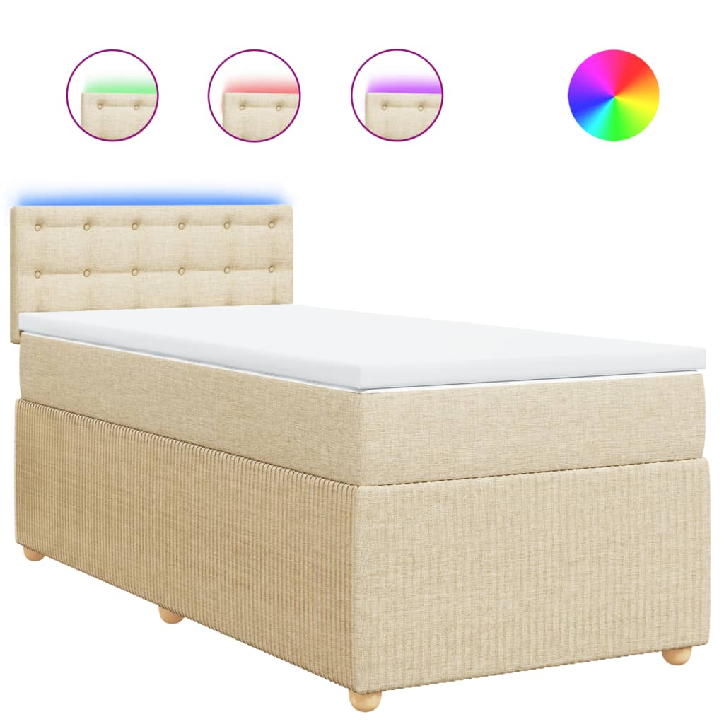 Box Spring Postel S Matrací Textil Krémová