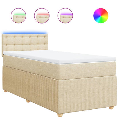 Box Spring Postel S Matrací Textil Krémová