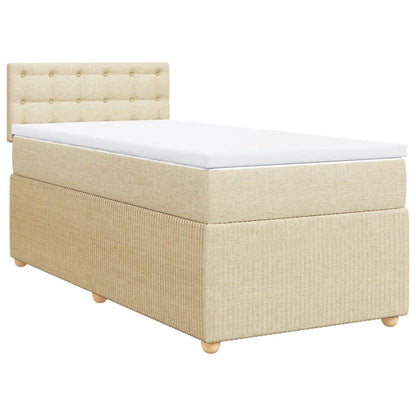 Box Spring Postel S Matrací Textil Krémová