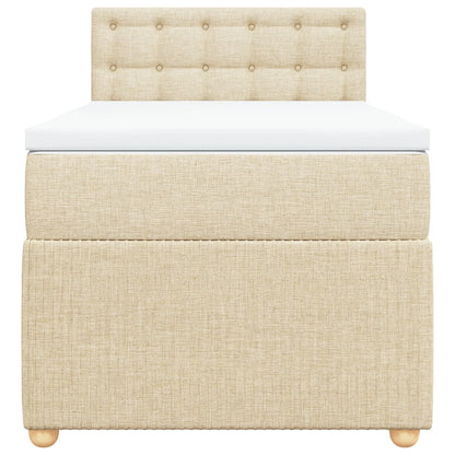 Box Spring Postel S Matrací Textil Krémová