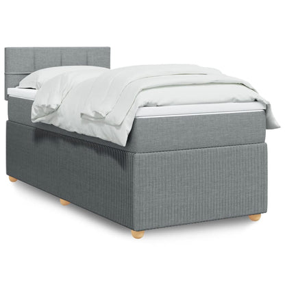 Box Spring Postel S Matrací Textil Světle Šedá