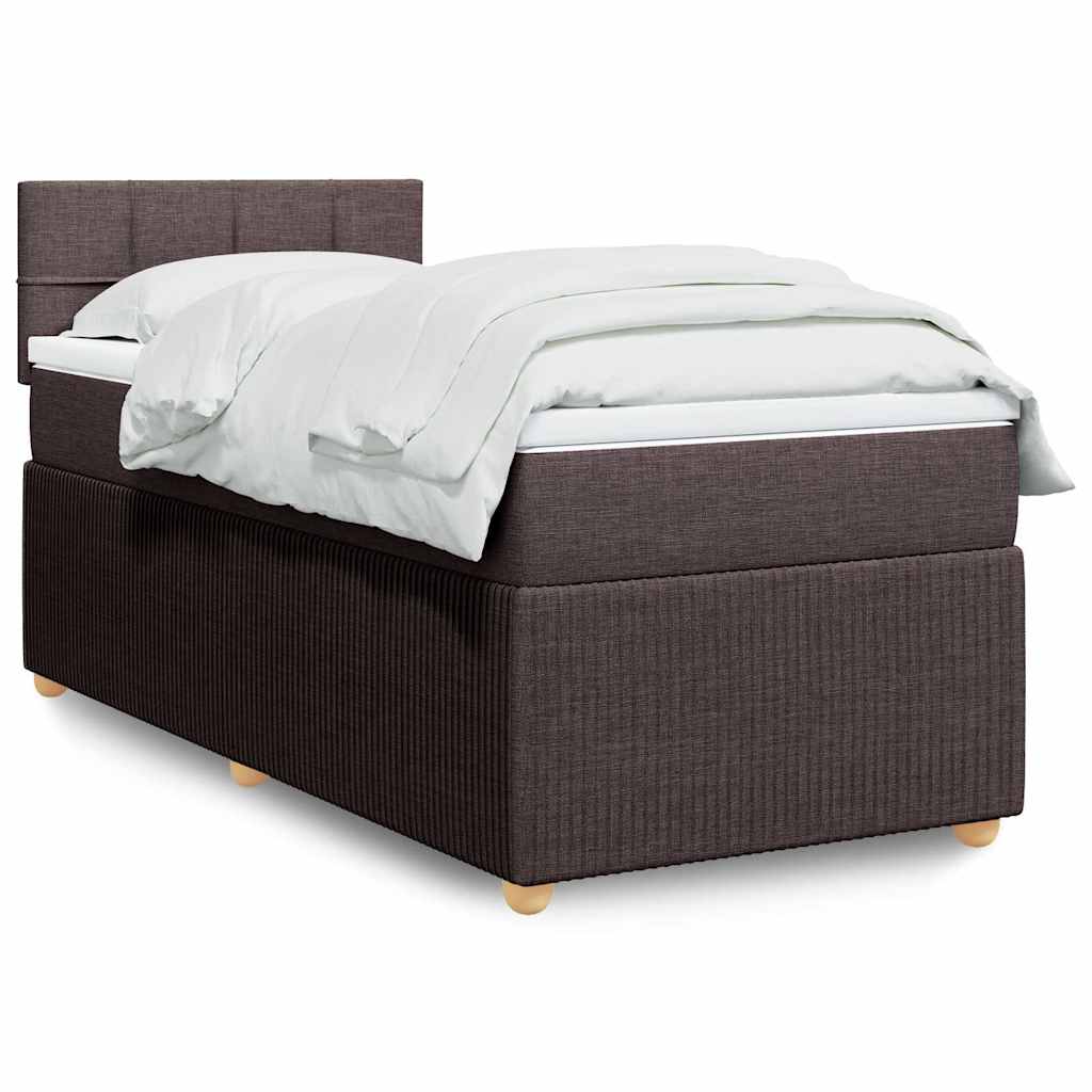 Box Spring Postel S Matrací Textil Tmavě Hnědá