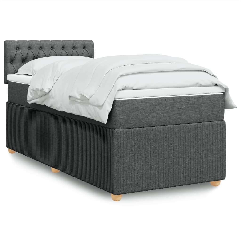 Box Spring Postel S Matrací Textil Tmavě Šedá