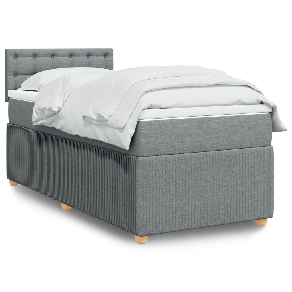 Box Spring Postel S Matrací Textil Světle Šedá