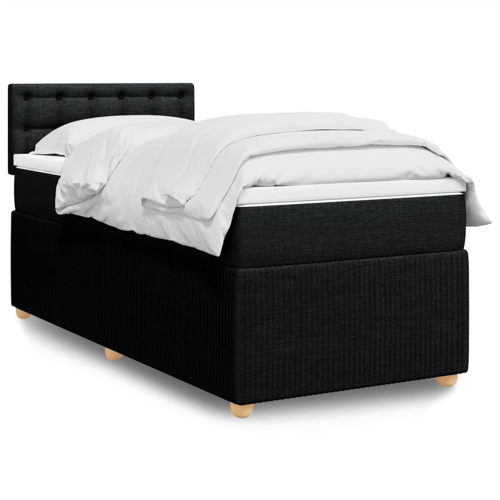 Box Spring Postel S Matrací Černá Textil Černá