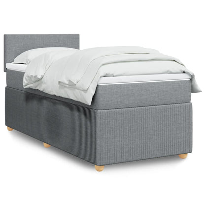 Box Spring Postel S Matrací Textil Světle Šedá