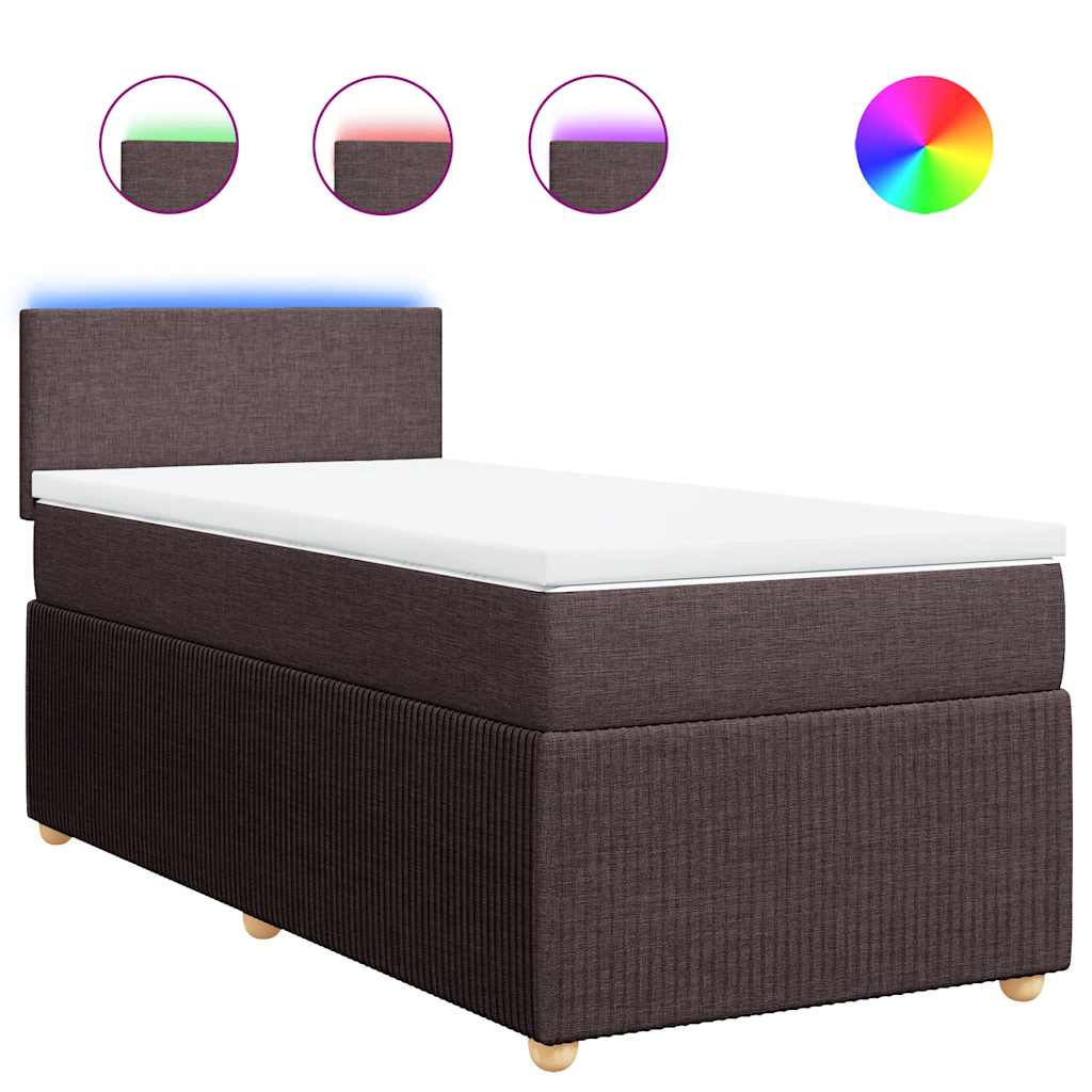Box Spring Postel S Matrací Tmavě Hnědá 100 X 200 Cm Textil