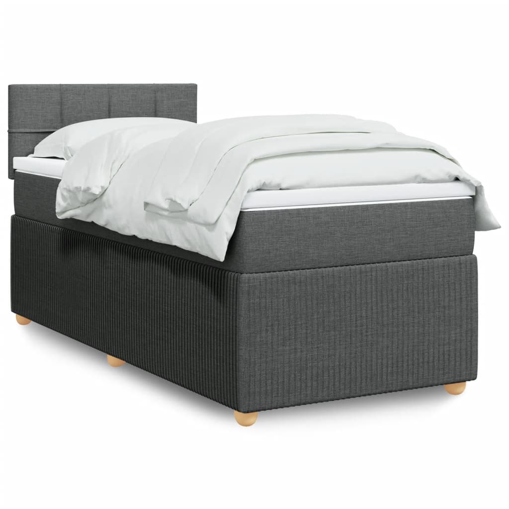 Box Spring Postel S Matrací Textil Tmavě Šedá