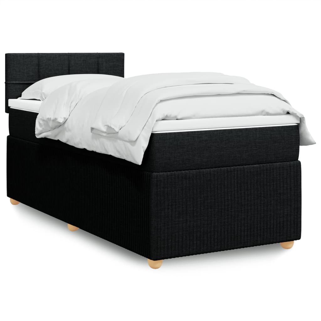 Box Spring Postel S Matrací Černá Textil Černá