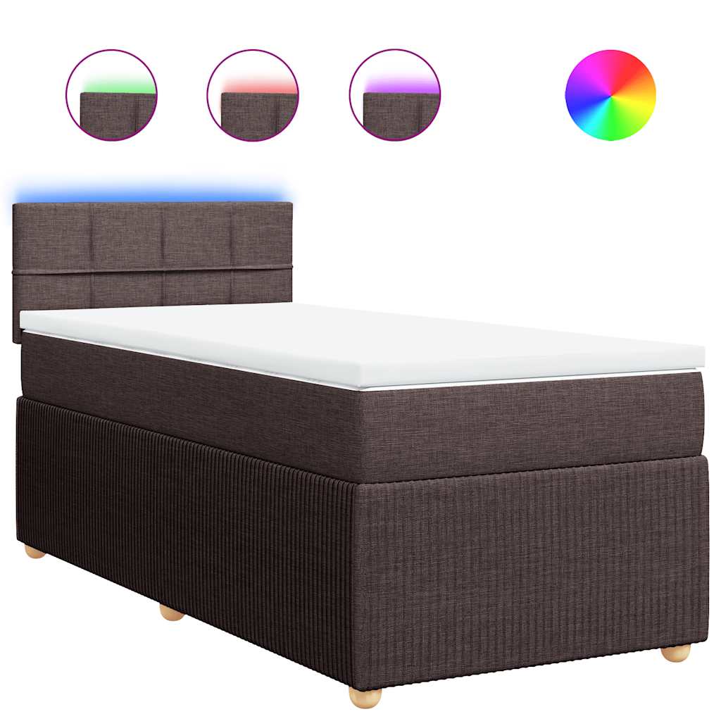 Box Spring Postel S Matrací Tmavě Hnědá 100 X 200 Cm Textil