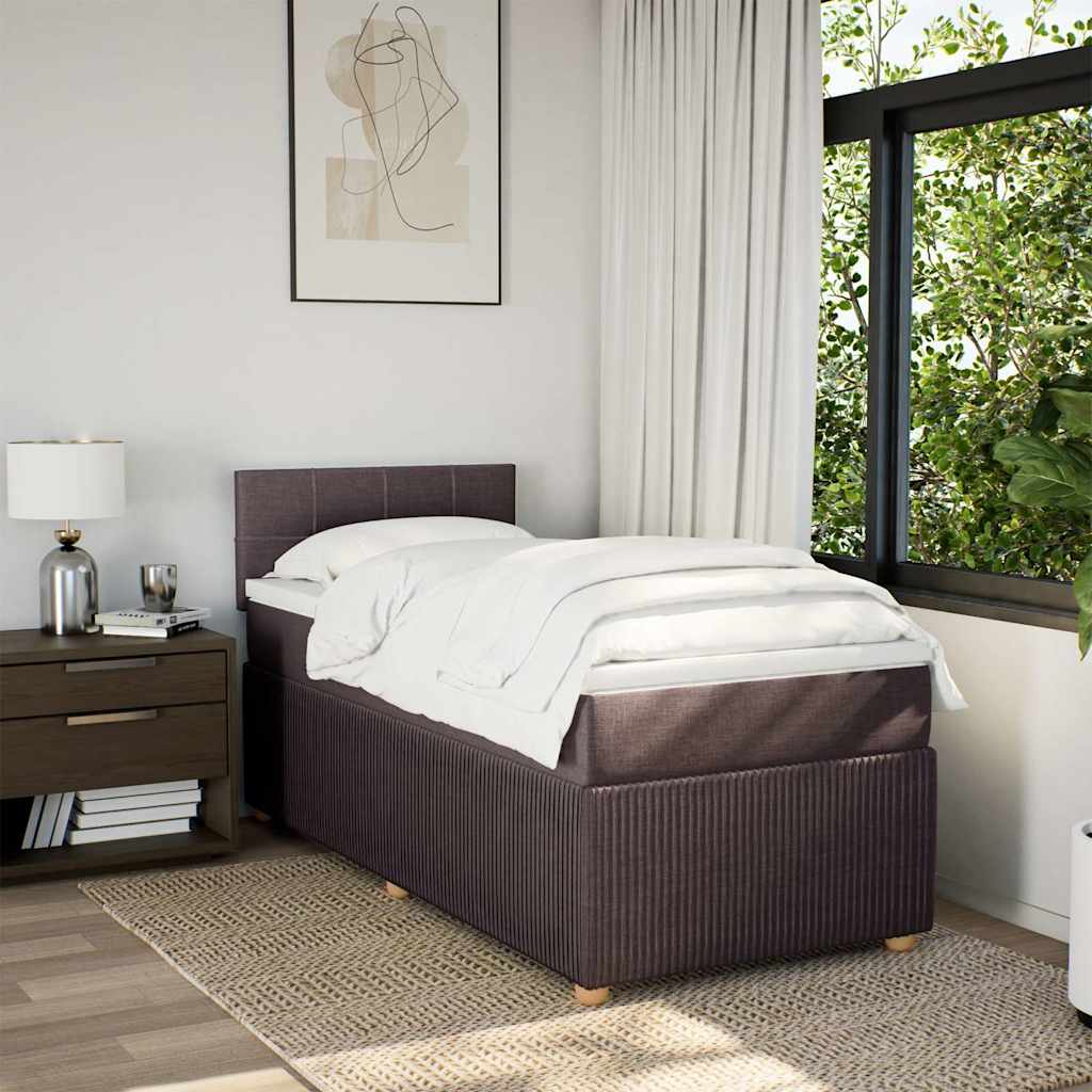 Box Spring Postel S Matrací Tmavě Hnědá 100 X 200 Cm Textil