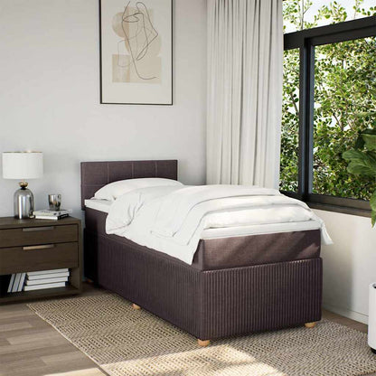 Box Spring Postel S Matrací Tmavě Hnědá 100 X 200 Cm Textil