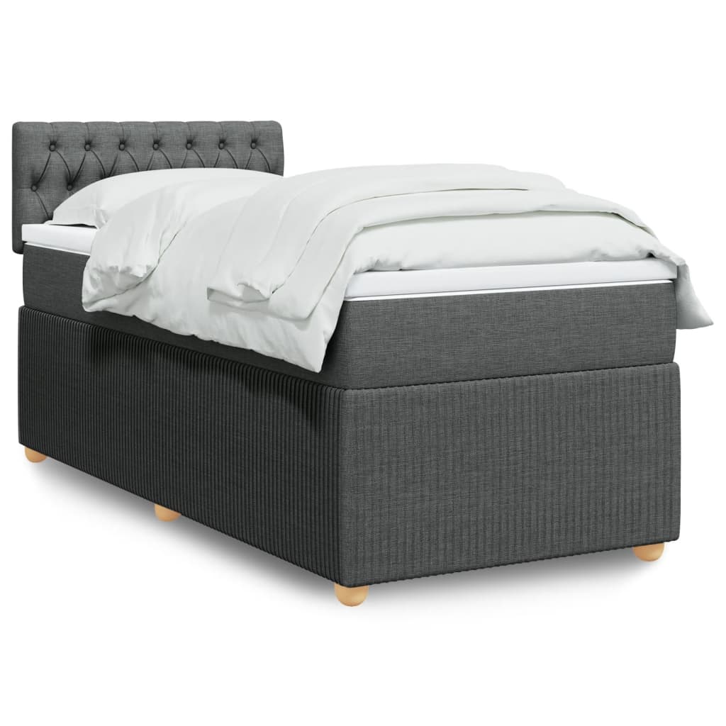 Box Spring Postel S Matrací Textil Tmavě Šedá
