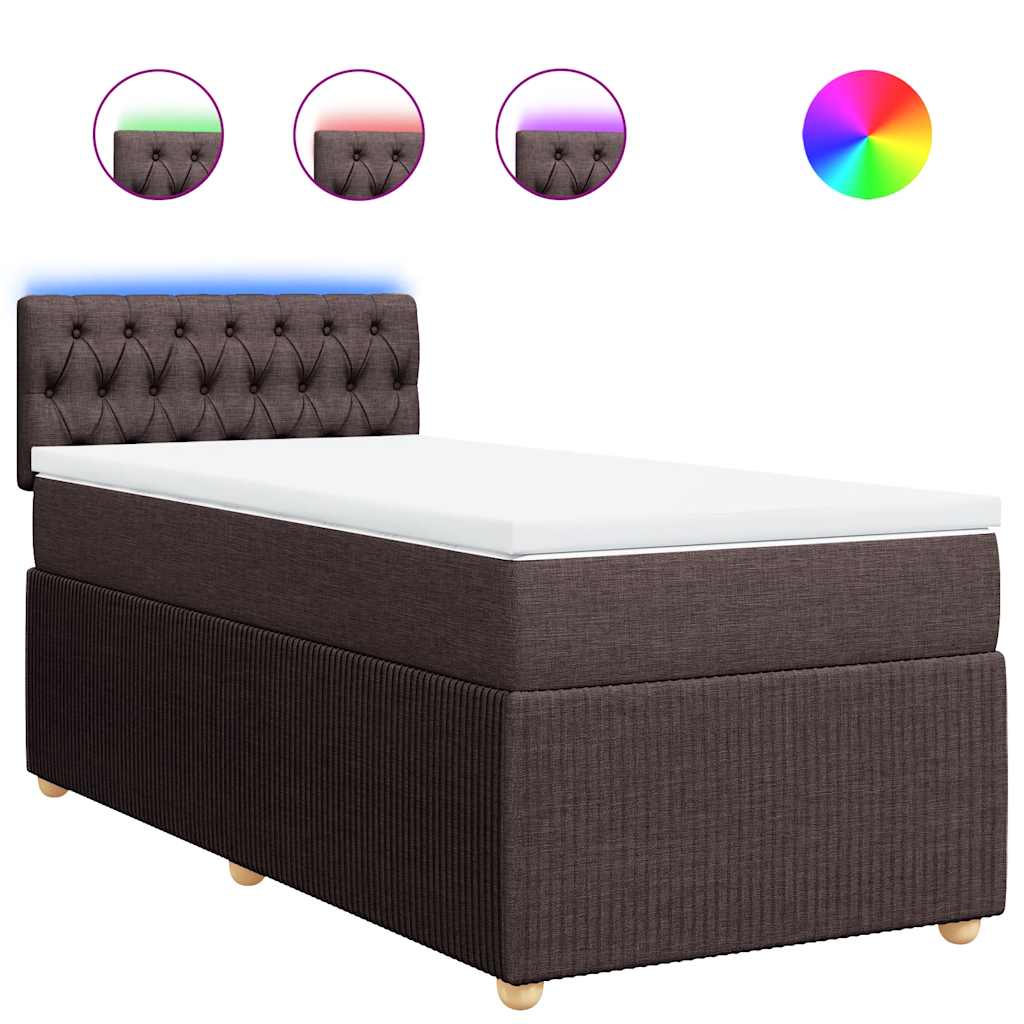 Box Spring Postel S Matrací Tmavě Hnědá 100 X 200 Cm Textil