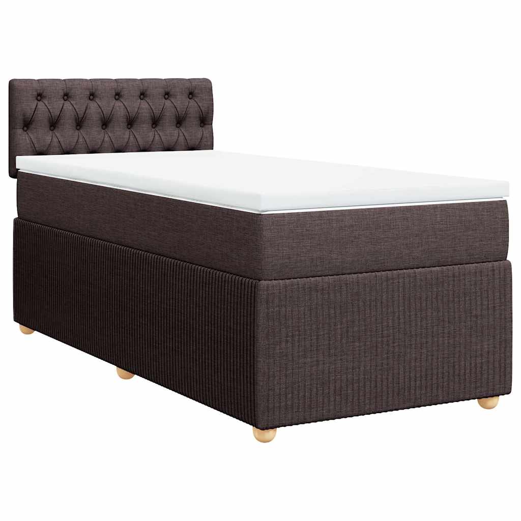 Box Spring Postel S Matrací Tmavě Hnědá 100 X 200 Cm Textil