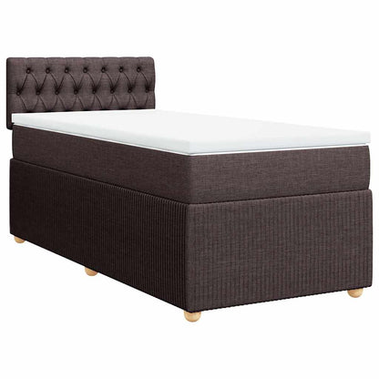 Box Spring Postel S Matrací Tmavě Hnědá 100 X 200 Cm Textil
