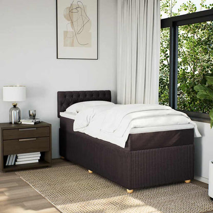 Box Spring Postel S Matrací Tmavě Hnědá 100 X 200 Cm Textil
