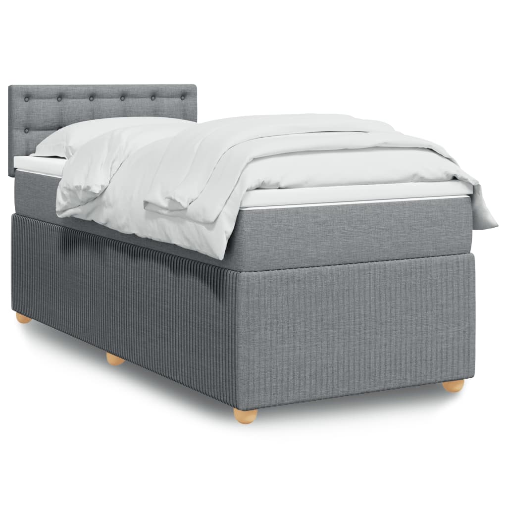 Box Spring Postel S Matrací Textil Světle Šedá