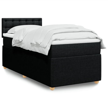Box Spring Postel S Matrací Černá Textil Černá
