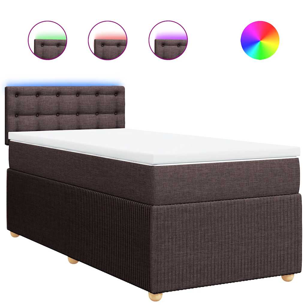 Box Spring Postel S Matrací Tmavě Hnědá 100 X 200 Cm Textil