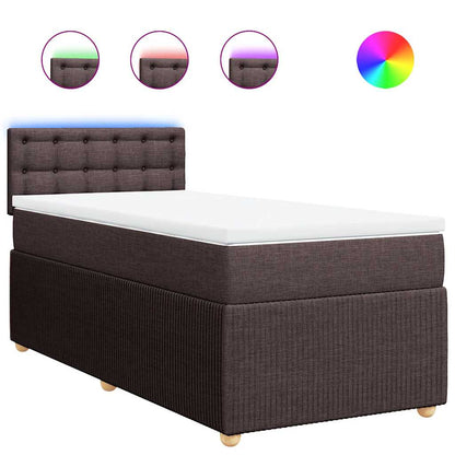 Box Spring Postel S Matrací Tmavě Hnědá 100 X 200 Cm Textil