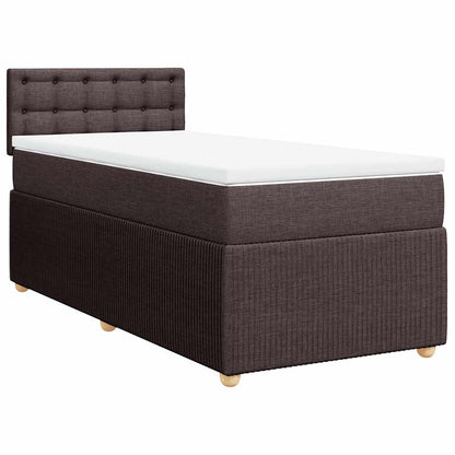 Box Spring Postel S Matrací Tmavě Hnědá 100 X 200 Cm Textil