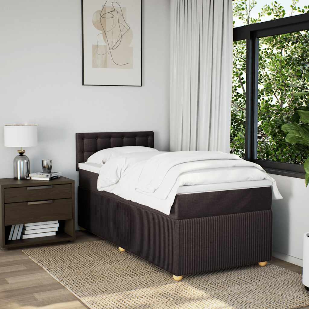 Box Spring Postel S Matrací Tmavě Hnědá 100 X 200 Cm Textil