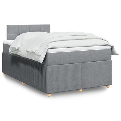 Box Spring Postel S Matrací Textil Světle Šedá