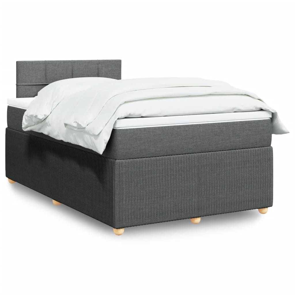 Box Spring Postel S Matrací Textil Tmavě Šedá