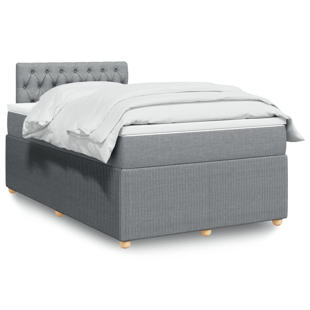Box Spring Postel S Matrací Textil Světle Šedá