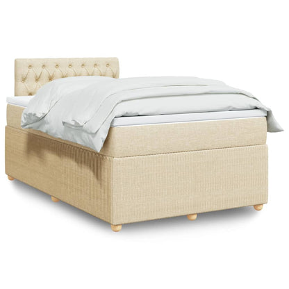 Box Spring Postel S Matrací Textil Krémová