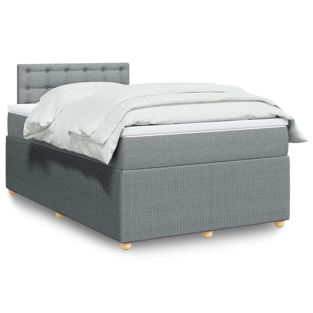 Box Spring Postel S Matrací Textil Světle Šedá