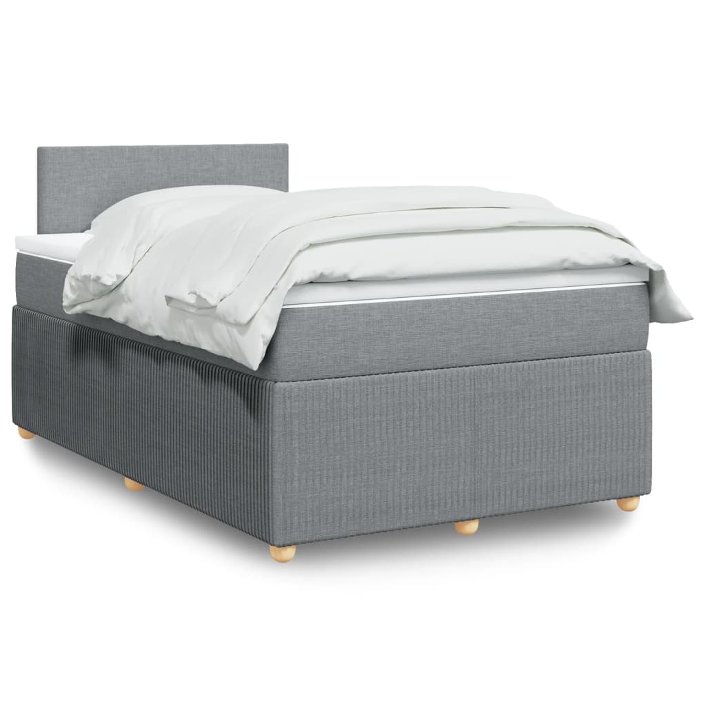 Box Spring Postel S Matrací Textil Světle Šedá