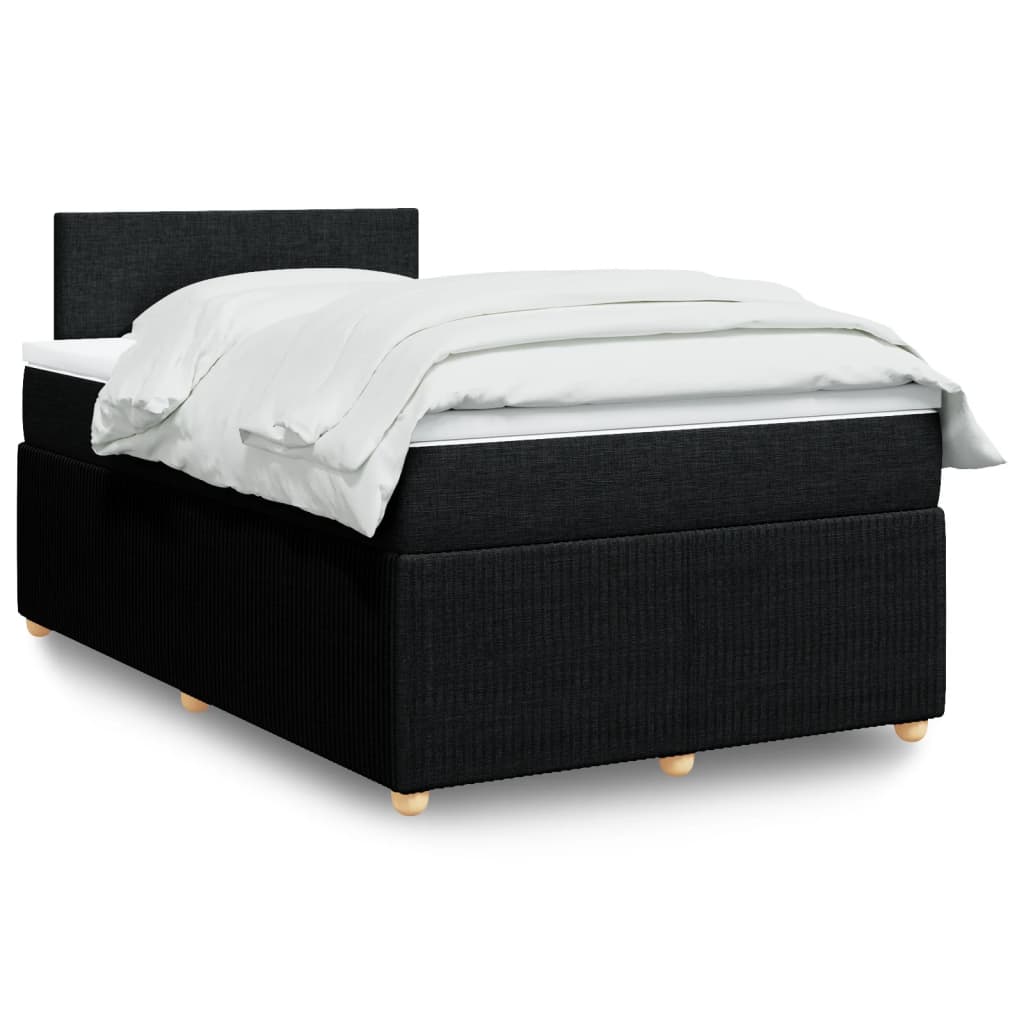 Box Spring Postel S Matrací Černá Textil Černá