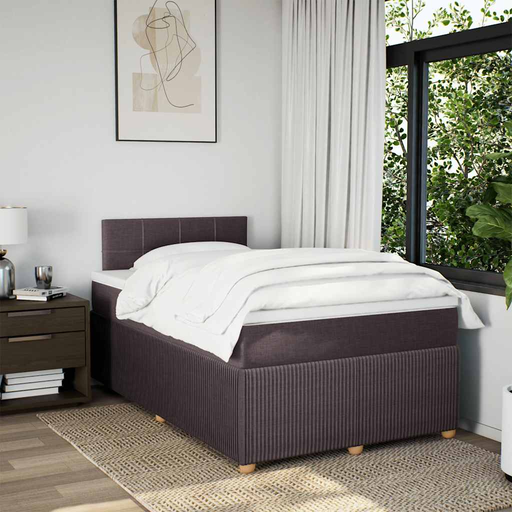 Box Spring Postel S Matrací Textil Tmavě Hnědá