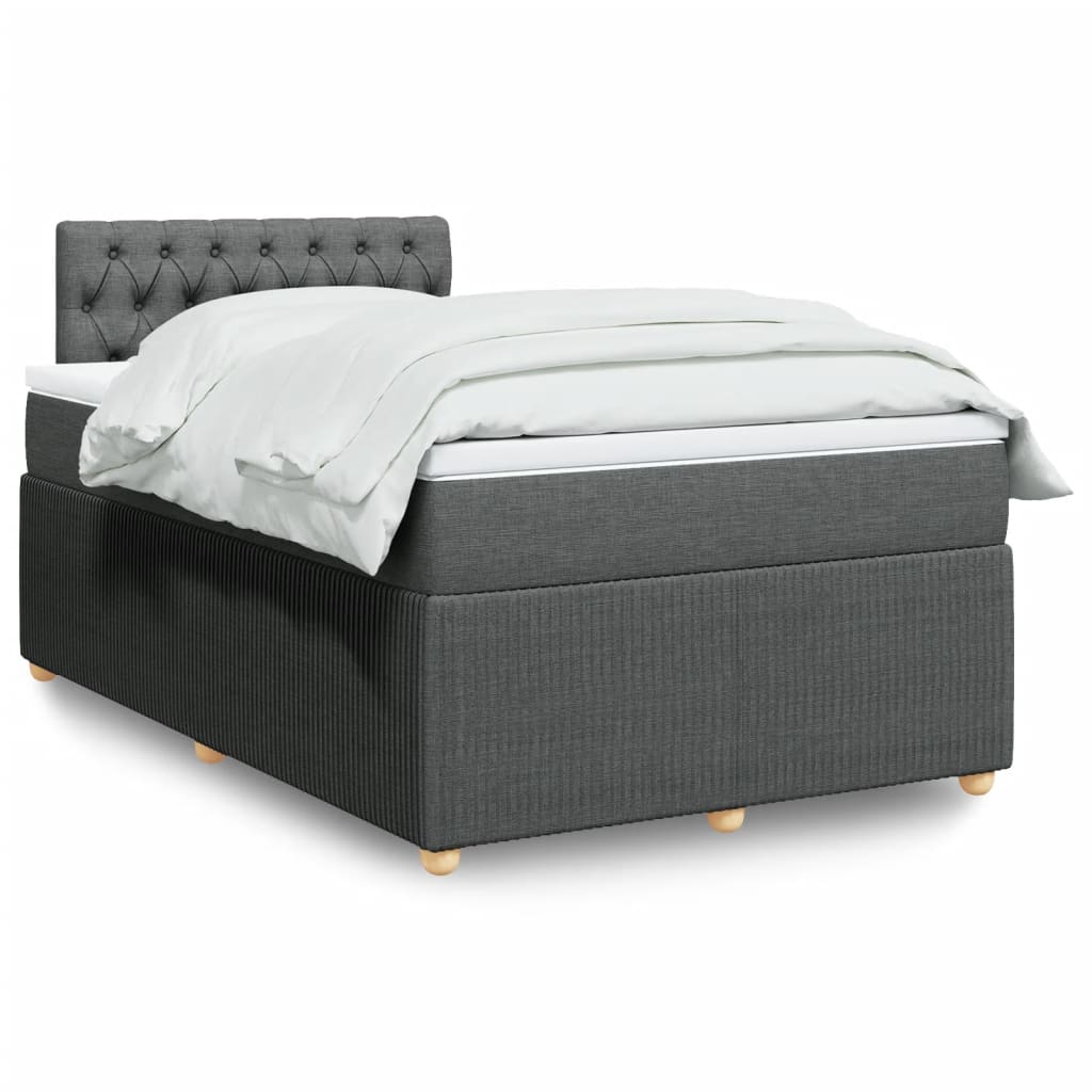 Box Spring Postel S Matrací Textil Tmavě Šedá