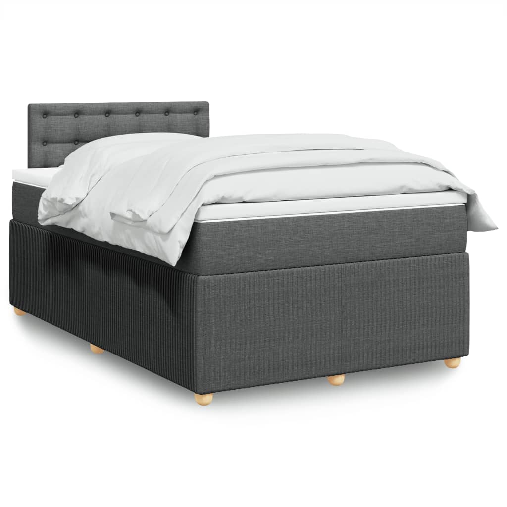 Box Spring Postel S Matrací Textil Tmavě Šedá