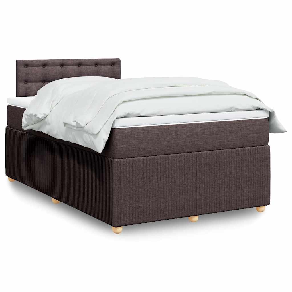 Box Spring Postel S Matrací Textil Tmavě Hnědá