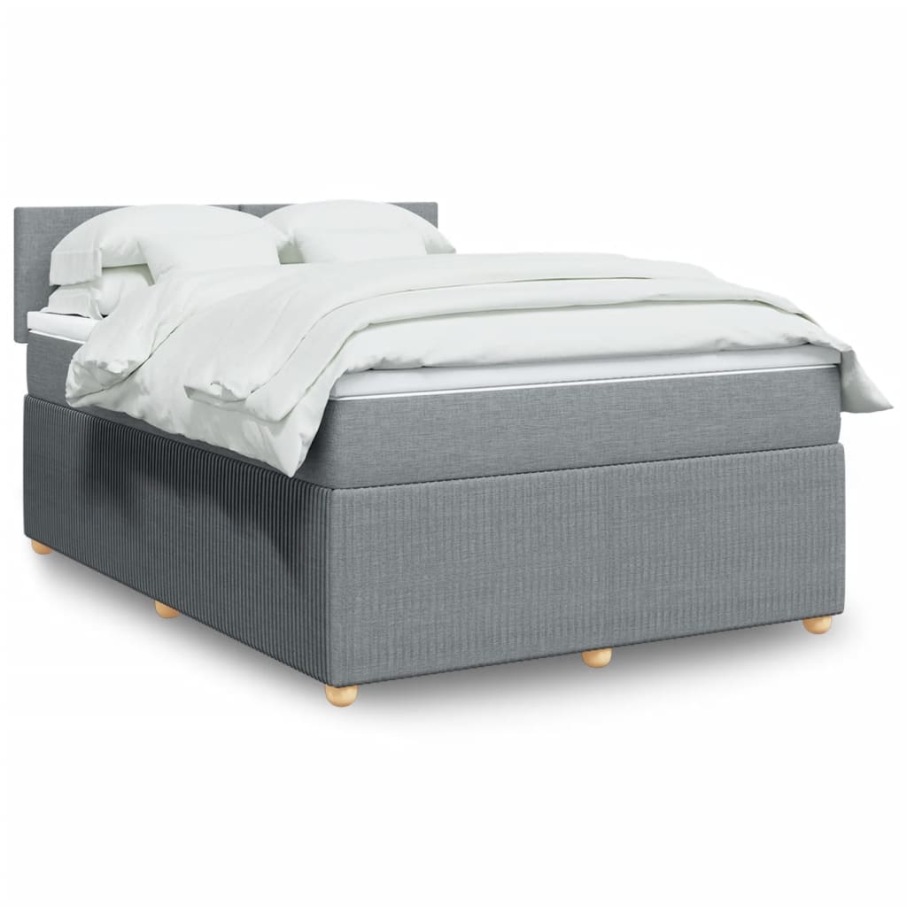Box Spring Postel S Matrací Textil Světle Šedá